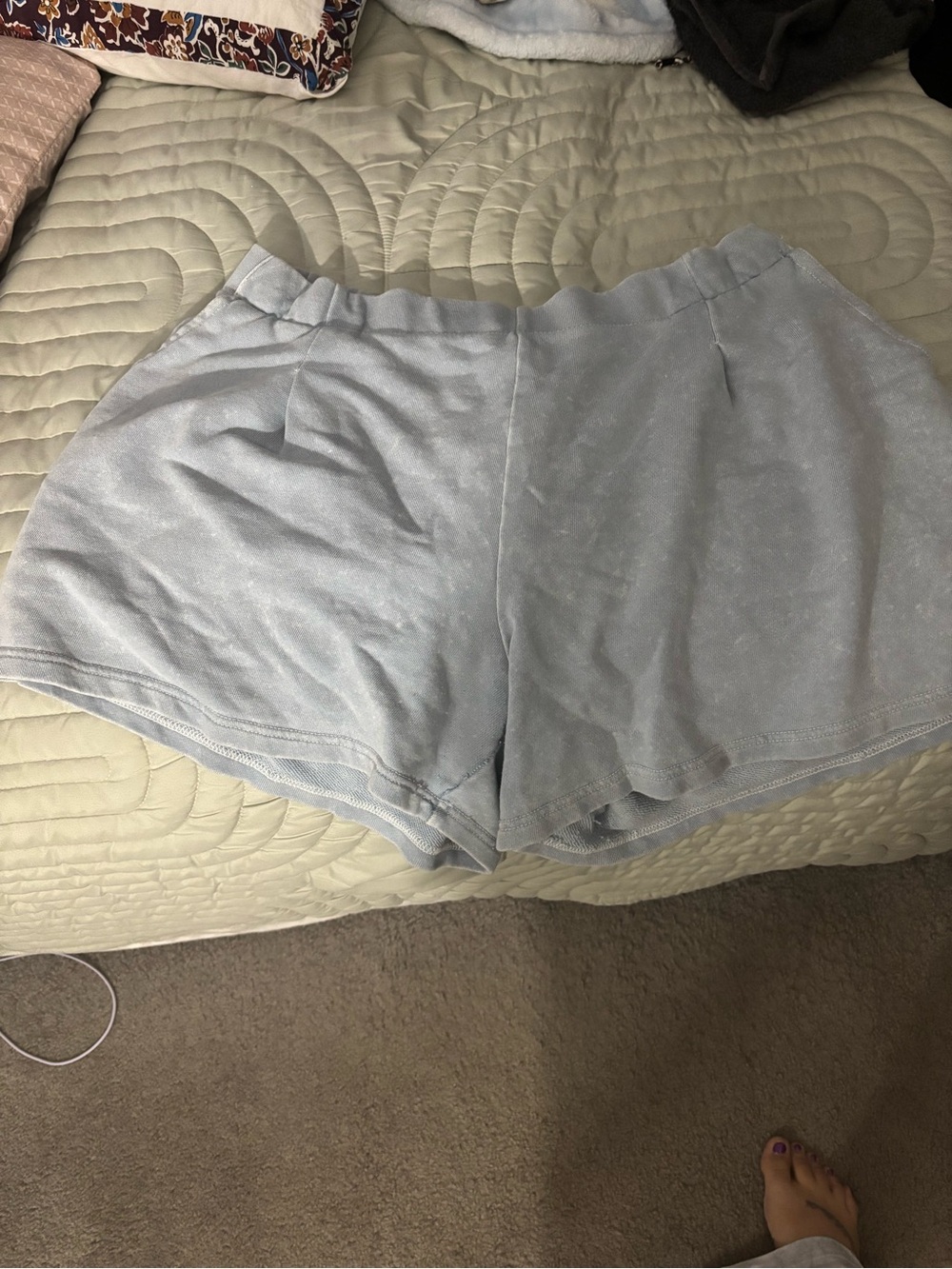 aerie Light Blue High-Waist Pull-On Shorts